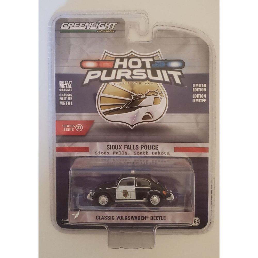 Classic Volkswagen Beetle Police Car Sioux Falls Police Dept Greenlight 1/64